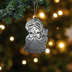 Vintage Wilton Columbia PA Pewter Christmas Caroler Ornament